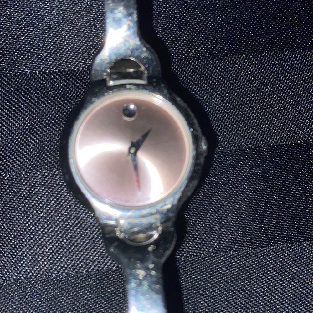 Pink Face Movado Bangle Watch
